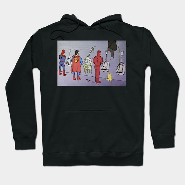 How do superheroes pee? Hoodie by matan kohn